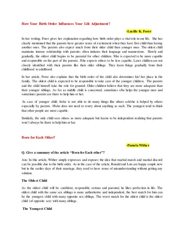 Birth Order Essay Conclusion Words Birth Order Essay Conclusion Birth Order Essay Conclusion Words High School Scholarship Essay Examples also Obesity Essay Thesis Compare And Contrast Essay Topics For High School
